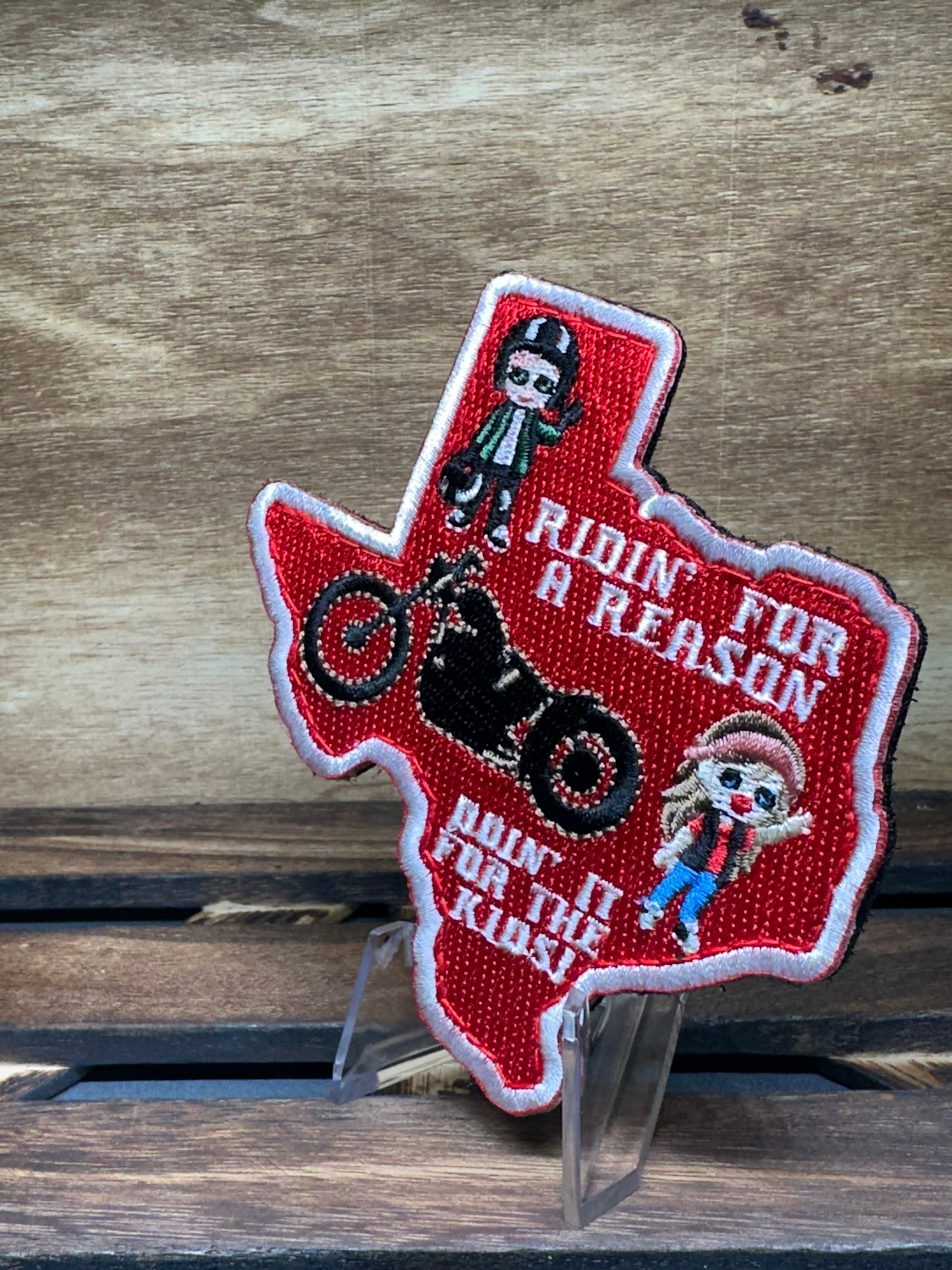 LIMITED EDITION "Doin' It For The Kids!" Texas Patch - Motorcycle Charity Ride, 4 Inch, Embroidered