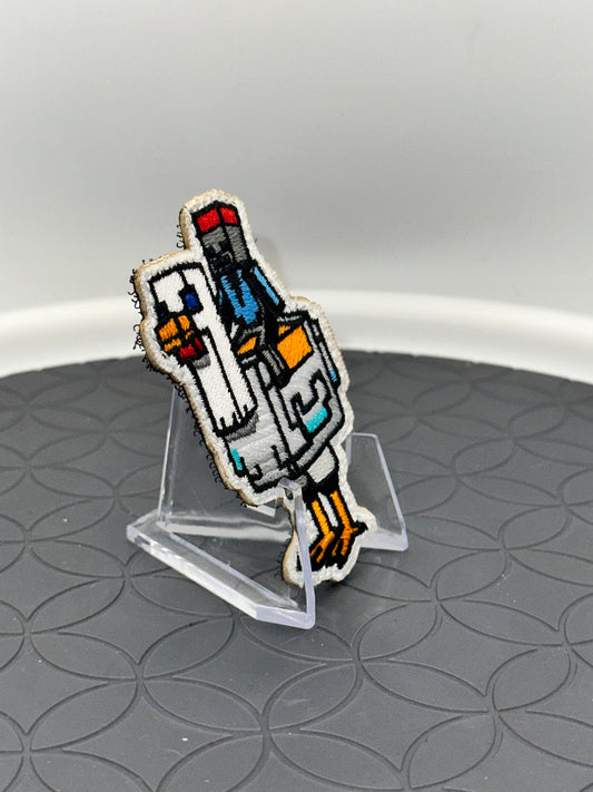 Chicken Jockey Embroidered Patch with Hook Backing