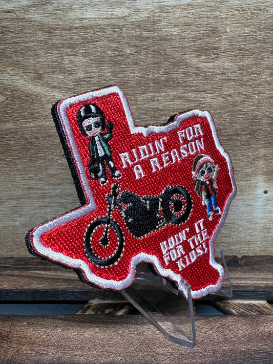 LIMITED EDITION "Doin' It For The Kids!" Texas Patch - Motorcycle Charity Ride, 4 Inch, Embroidered