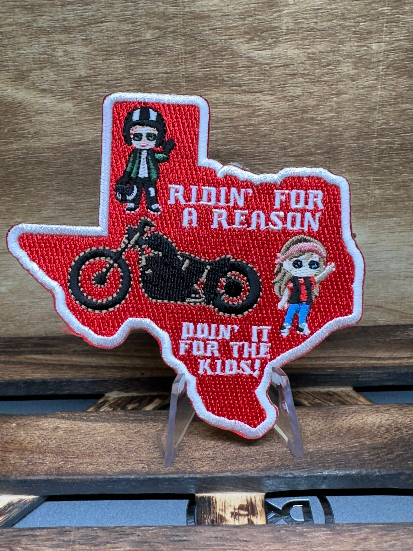 LIMITED EDITION "Doin' It For The Kids!" Texas Patch - Motorcycle Charity Ride, 4 Inch, Embroidered