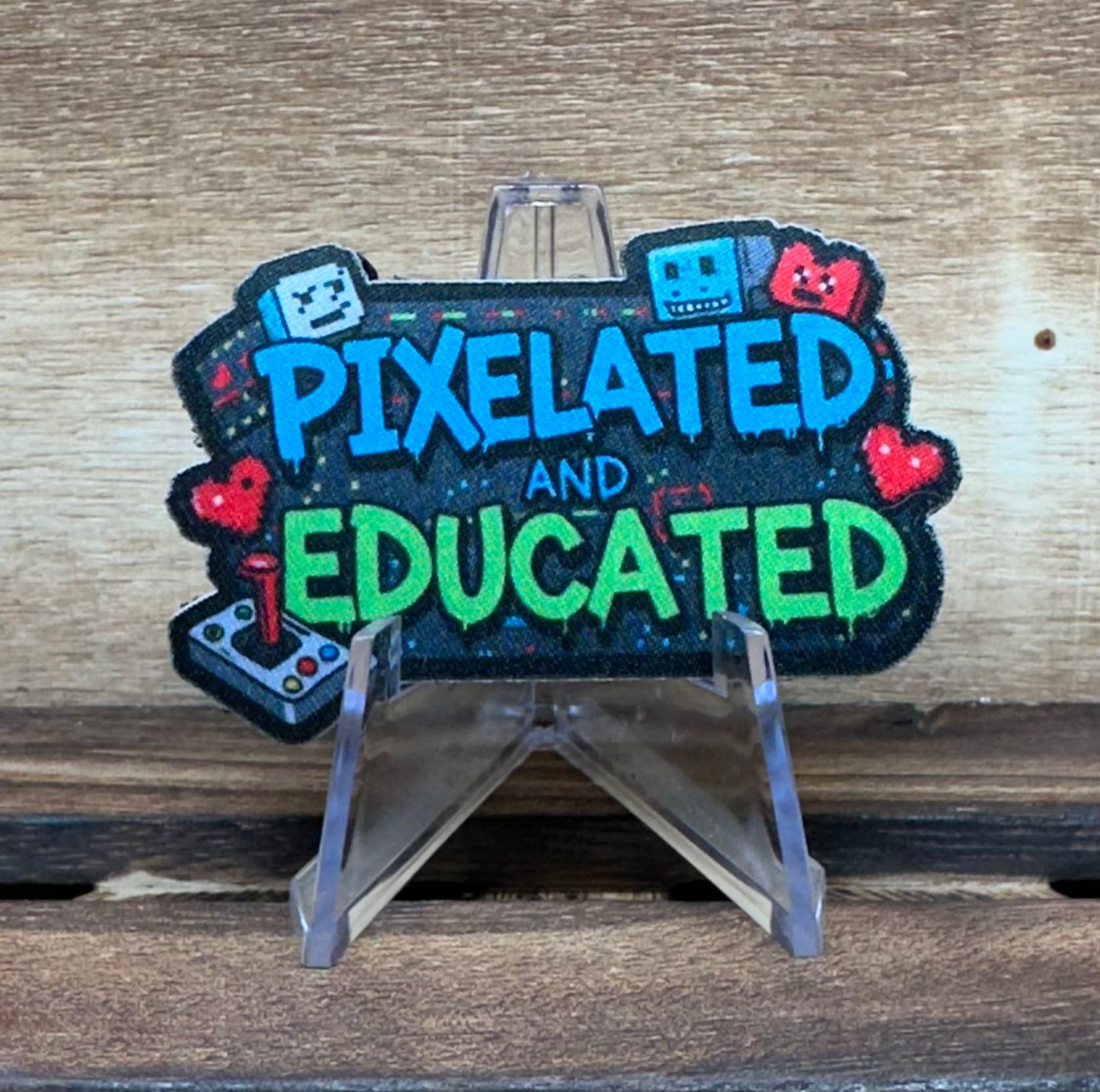 Pixelated & Educated Patch - Retro Gaming, Educational, Hook & Loop