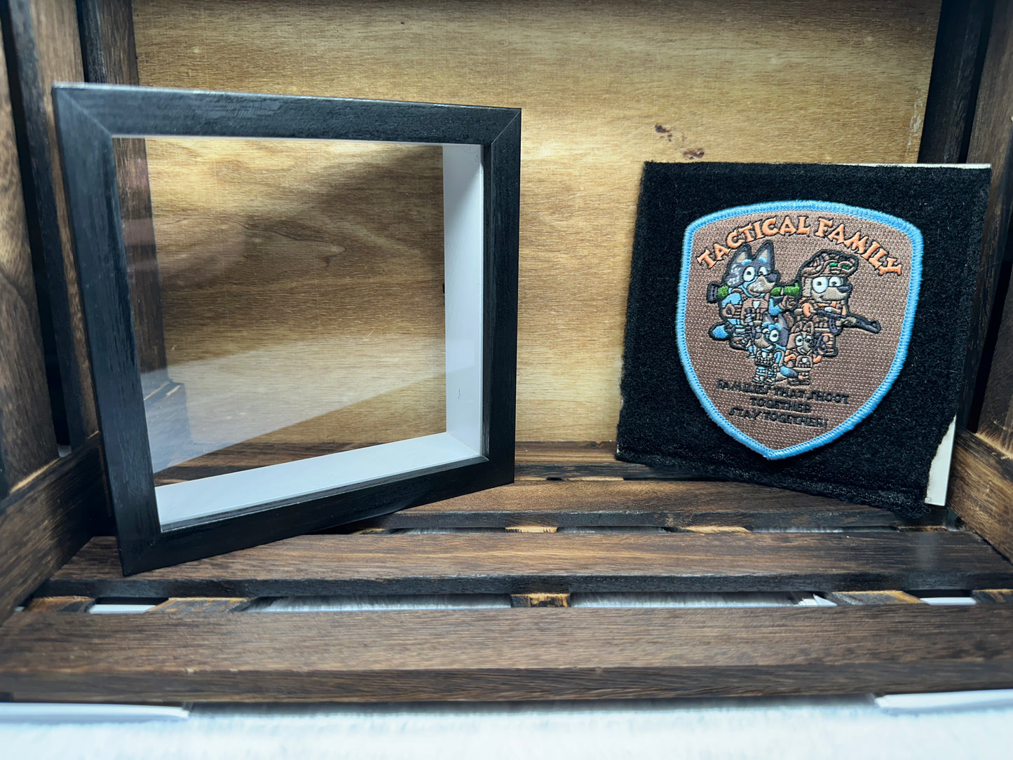 Shadow Box Patch Display - Loop Lined, Velcro, Military, Morale Patches - Patch in the image is not included