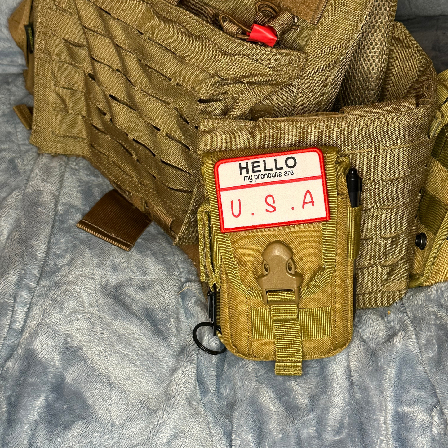 Hello my pronouns are USA Morale Patch.