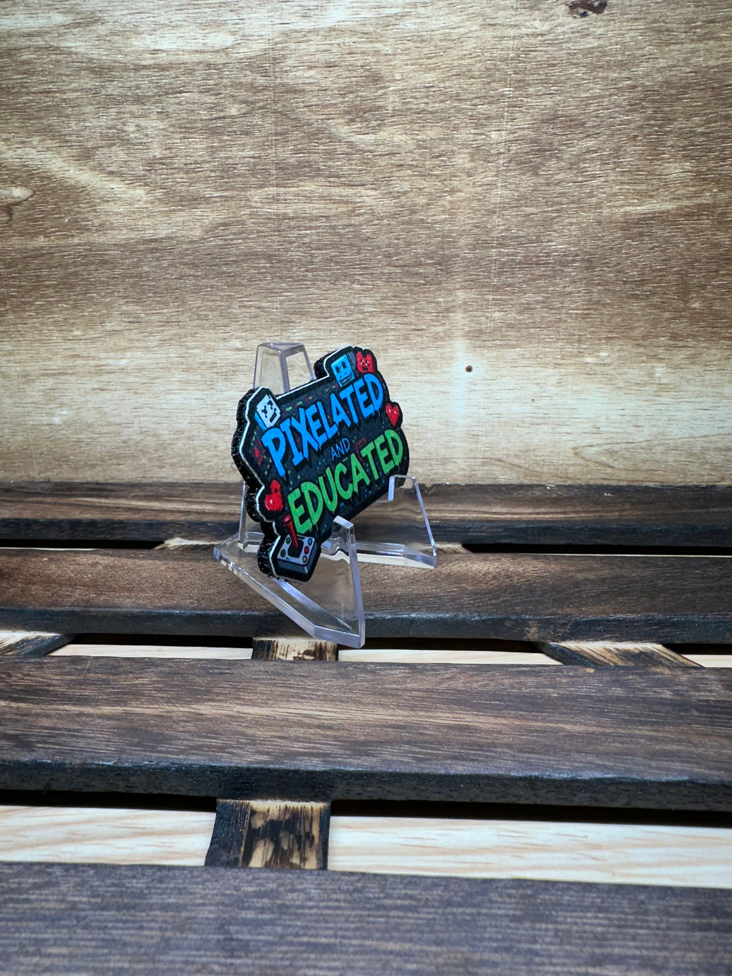 Pixelated & Educated Patch - Retro Gaming, Educational, Hook & Loop