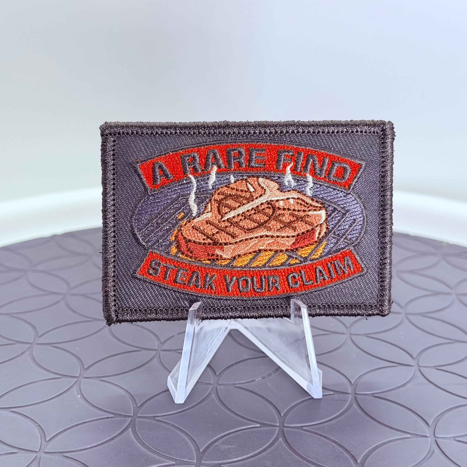 "Rare Find" Valentine’s Steak Heart Morale Patch - 3x2 Fully Embroidered Hook and Loop