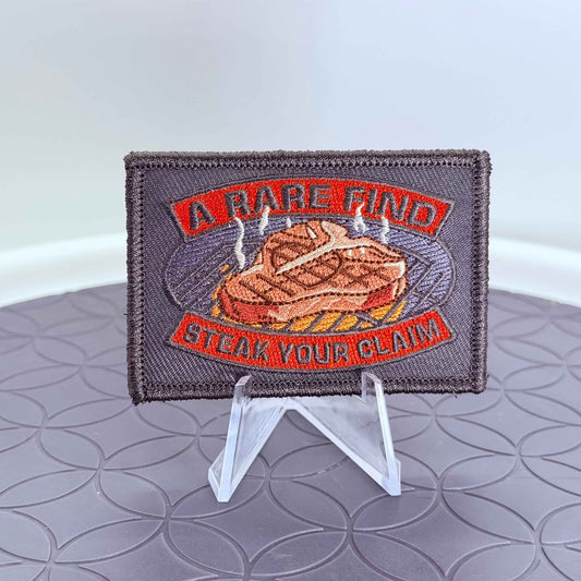 "Rare Find" Valentine’s Steak Heart Morale Patch - 3x2 Fully Embroidered Hook and Loop