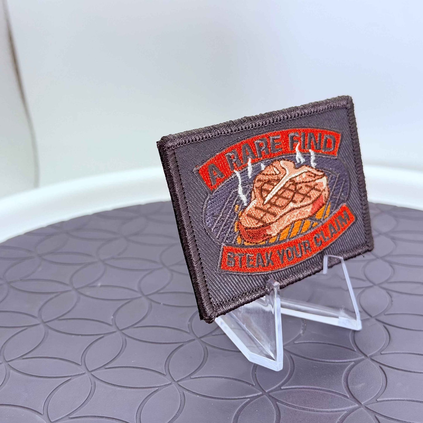 "Rare Find" Valentine’s Steak Heart Morale Patch - 3x2 Fully Embroidered Hook and Loop