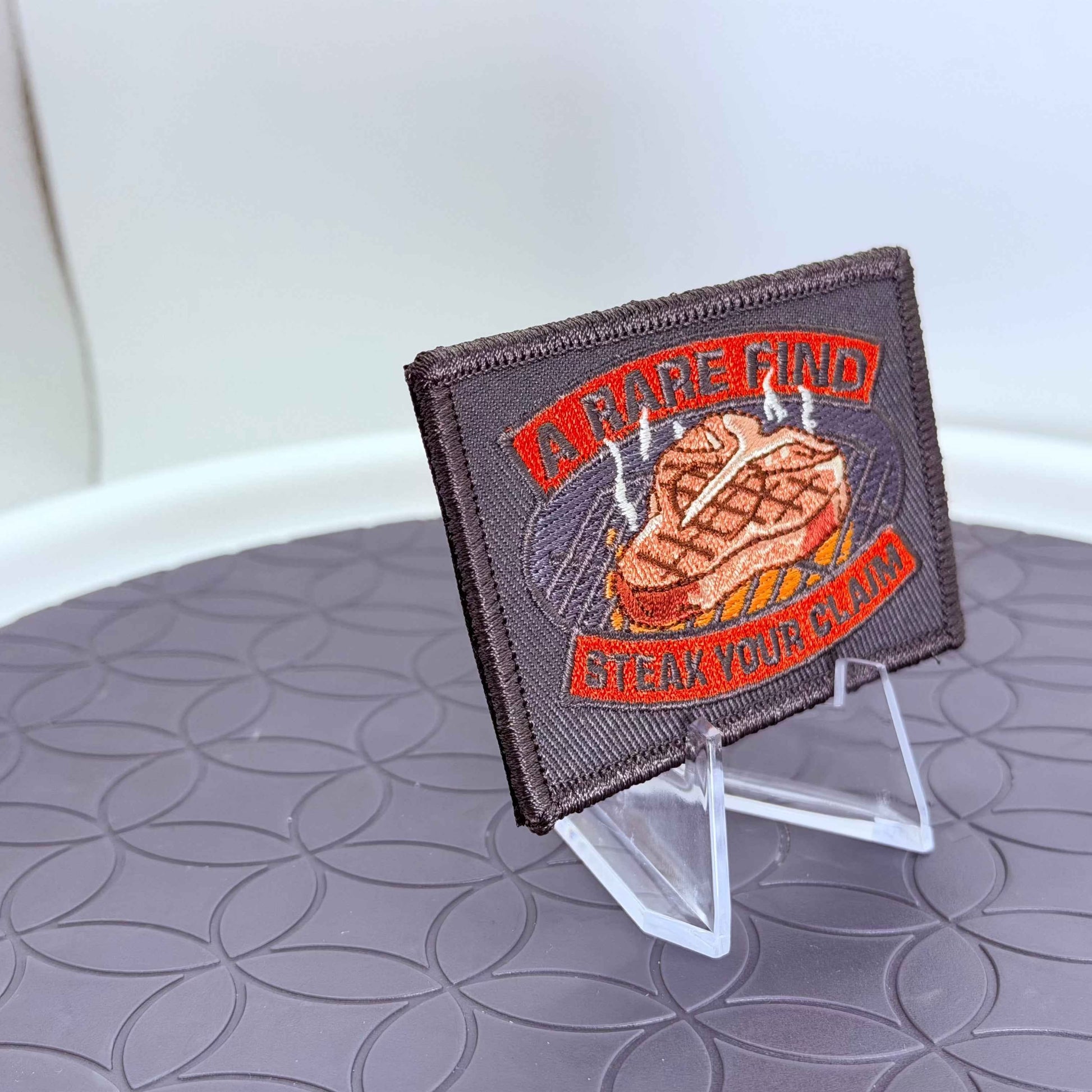 "Rare Find" Valentine’s Steak Heart Morale Patch - 3x2 Fully Embroidered Hook and Loop