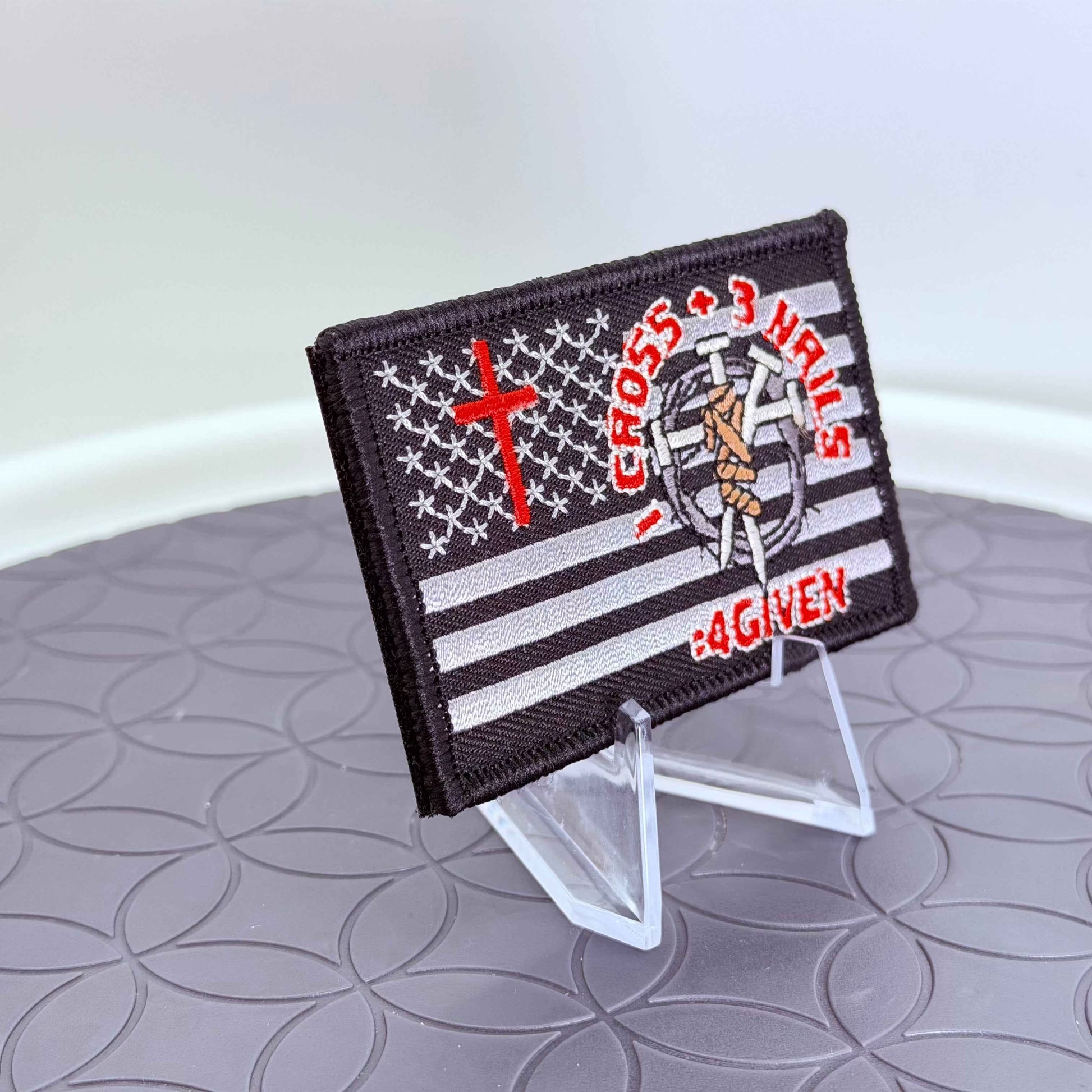 "4GIVEN" Christian American Flag Tactical Morale Patch - 3x2 Fully Embroidered Hook and Loop